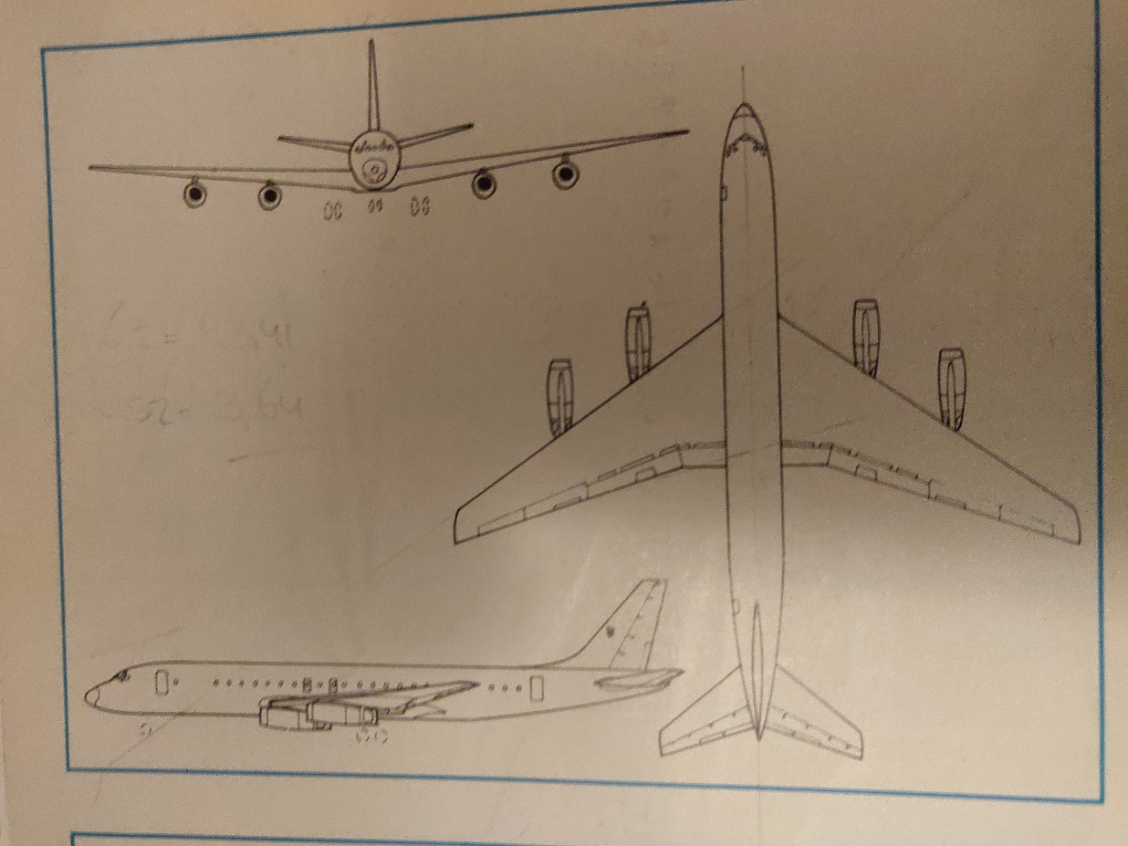 Douglas DC-8-10 3-side view drawing