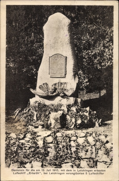 memorial for the crash of luftschiff Erbsloh and its 5 crew who died with it.