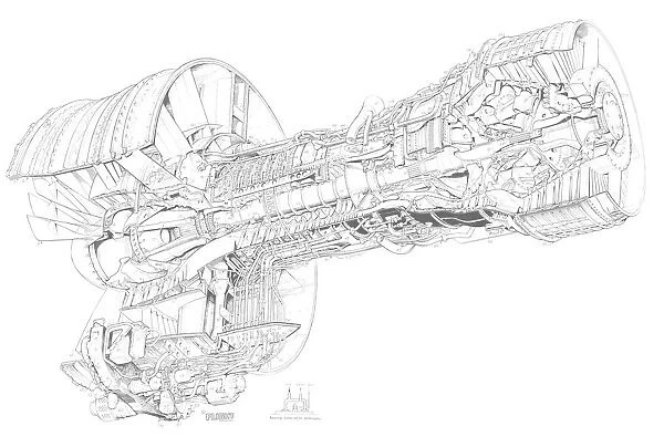 General Electric CF6-50C turbofan cutaway drawing