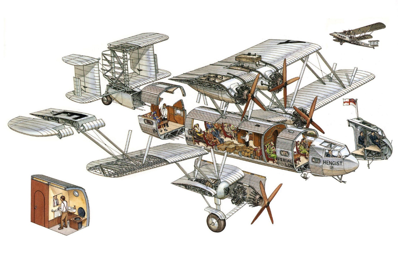Handley Page H.P.42 Cutaway Drawing in High quality