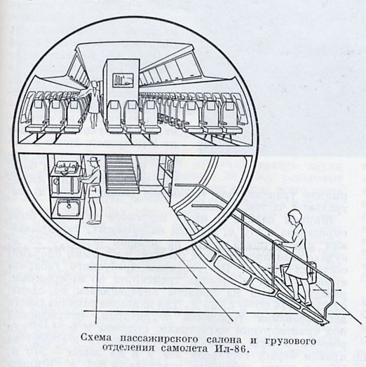 The unique passenger loading system of the IL-86. No need for airport steps  or airbridges. | Vintage aircraft, Vintage airlines, Aircraft design