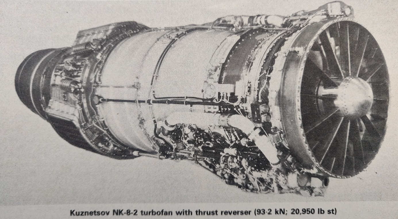 Kuznetsov NK-8-2 turbofan engine with thrust reverser