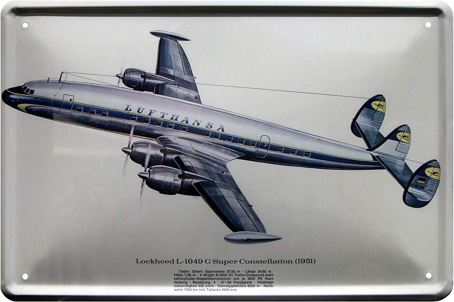 Lockheed L-1049 G Super Constellation 1951 vliegtuig 20 x 30 deco metalen  bord 435 : Amazon.nl: Wonen & keuken