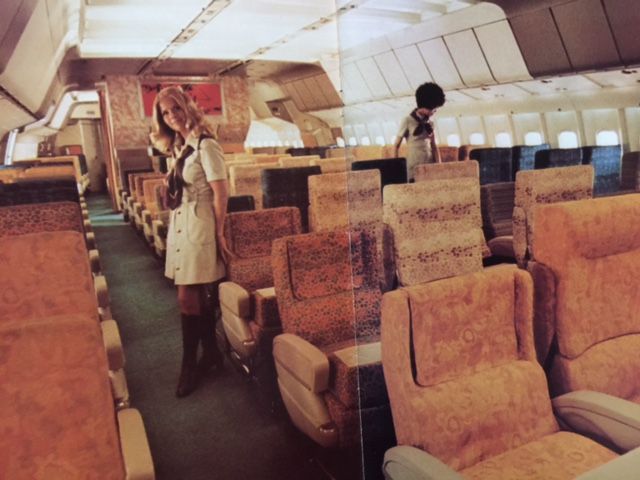 Lockheed L1011Tristar cabin interior with stewardesses