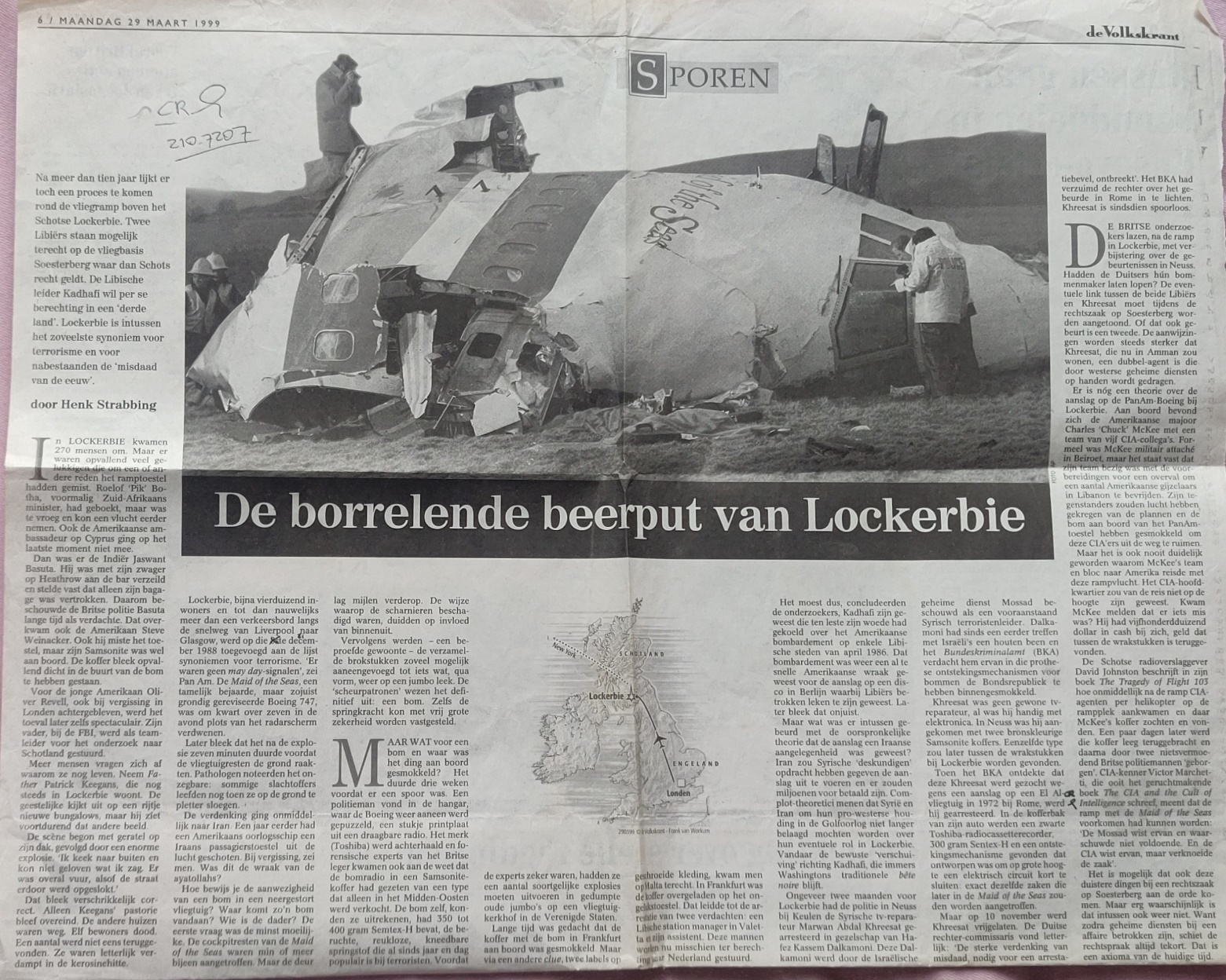 Boeing 747-100 PanAm Lockerbie disaster newspaper article 29 March 1999