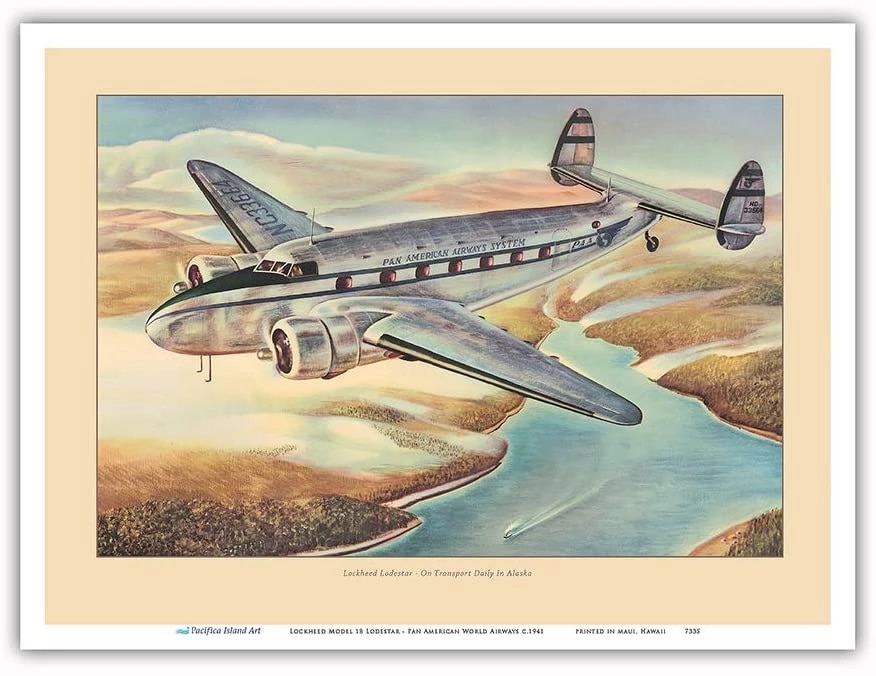 Lockheed Model 18 Lodestar Pan American World Airways Vintage Airline  Travel Poster c.1941 Master Art Print 9in x 12in|Plaques &amp; Signs| -  AliExpress