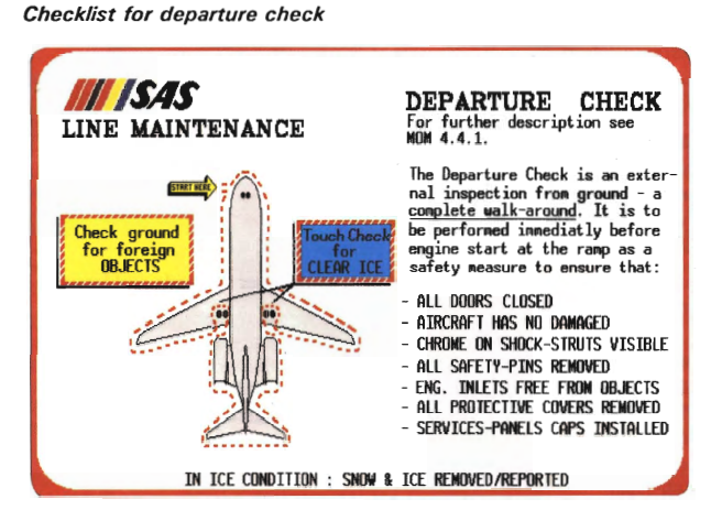 McDonnel Douglas MD-81 | SAS line maintenance instruction leaflet | touch check for clear ice