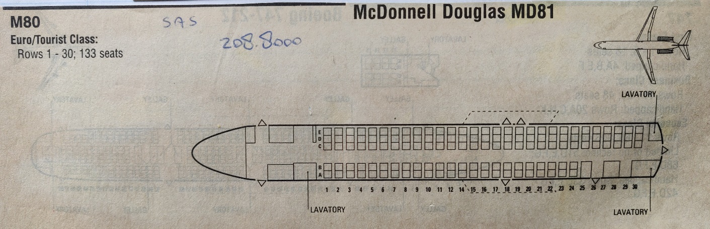 McDonnel Douglas MD-81 | SAS | cabin layout