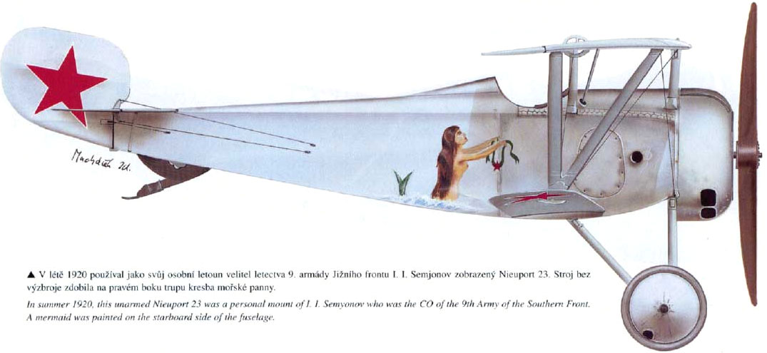 Russian air force |  Nieuport 23 | mermaid painting | flown by Semyonov, CO of the 9th army of the Southern Front