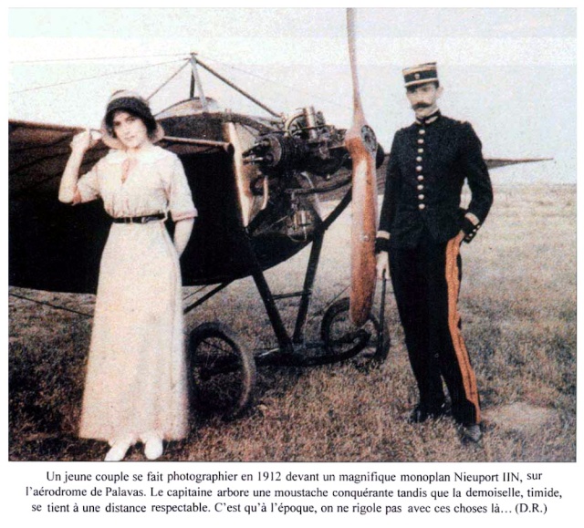 France captain and demoiselle posing for a Nieuport IIN with Nieuport 28hp flat twin aero engine