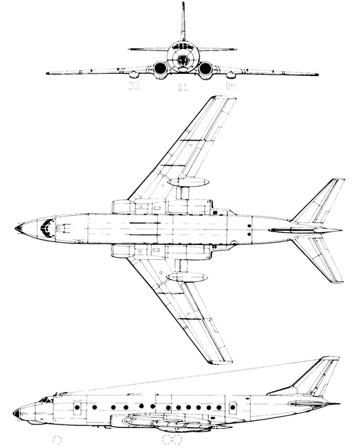 Blueprints > Modern airplanes > Tupolev > Tupolev Tu-124V Cookpot