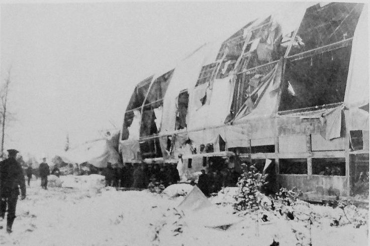 Zeppelin LZ84 L38 stranded in the snow near Ziemupe, Latvia