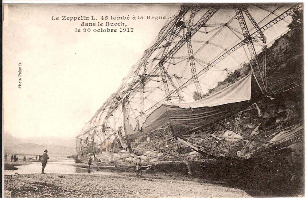 Wreckage of Zeppelin LZ85 L45 at the drybed of river Buech, southern France, Haute Alpes