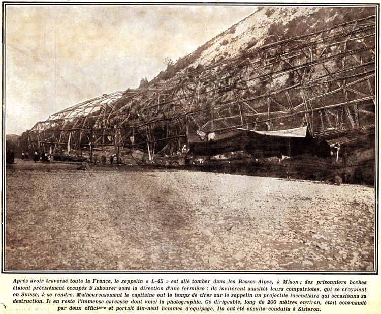 Carcass of Zeppelin LZ85 L45 witch stranded near Laragne, France