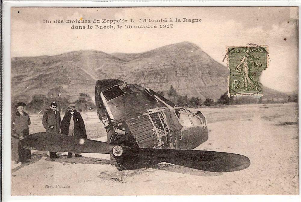 Un des moteurs du Zeppelin L 45 tomb a la Ragne dans le Buech, le 20 octobre 1917 Photo Peluda