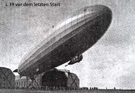 Zeppelin LZ86 L39 taking off from its hangar for its last mission.