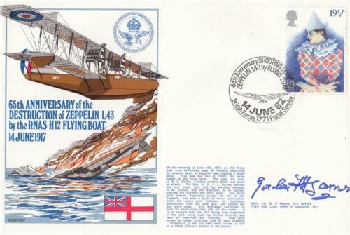 first stamp envelop- Zeppelin LZ92 L43 Destruction Anniv - Signed Sqd Ldr G F Hyams |  Curtiss H-12 flyingboat