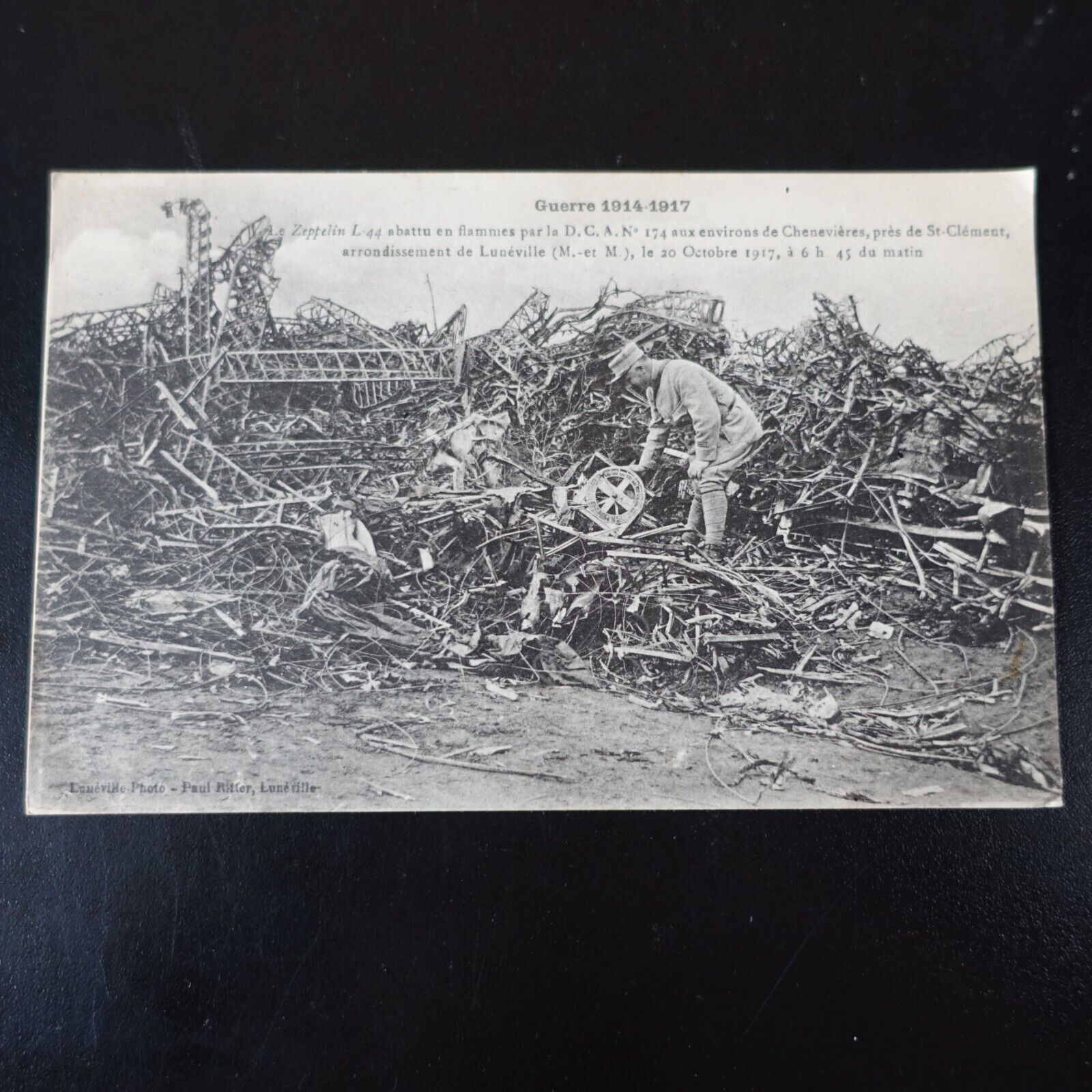 wreckage of Zeppelin LZ93 L44 which crashed near St.Clement, 20 October 1917